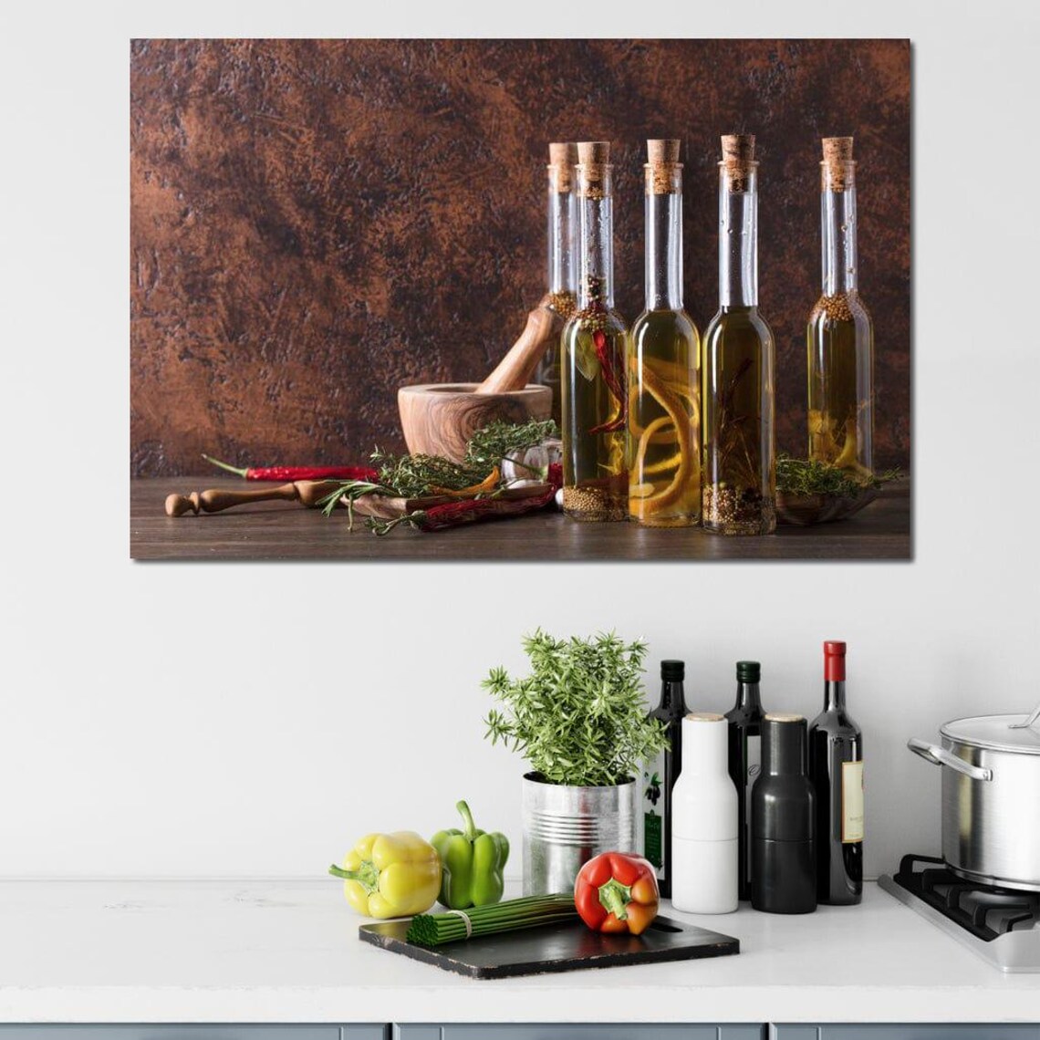 Rustic Olive Oil Bottles, Culinary Kitchen Art Print - Image 4