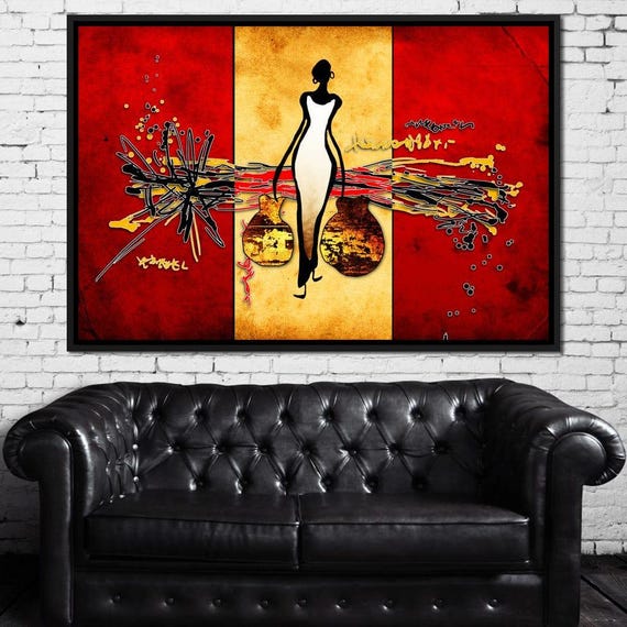 African Silhouette Vibrant Wall Art Tribal Art Modern African Woman Decor Bold And Colorful Print By Nichecanvas