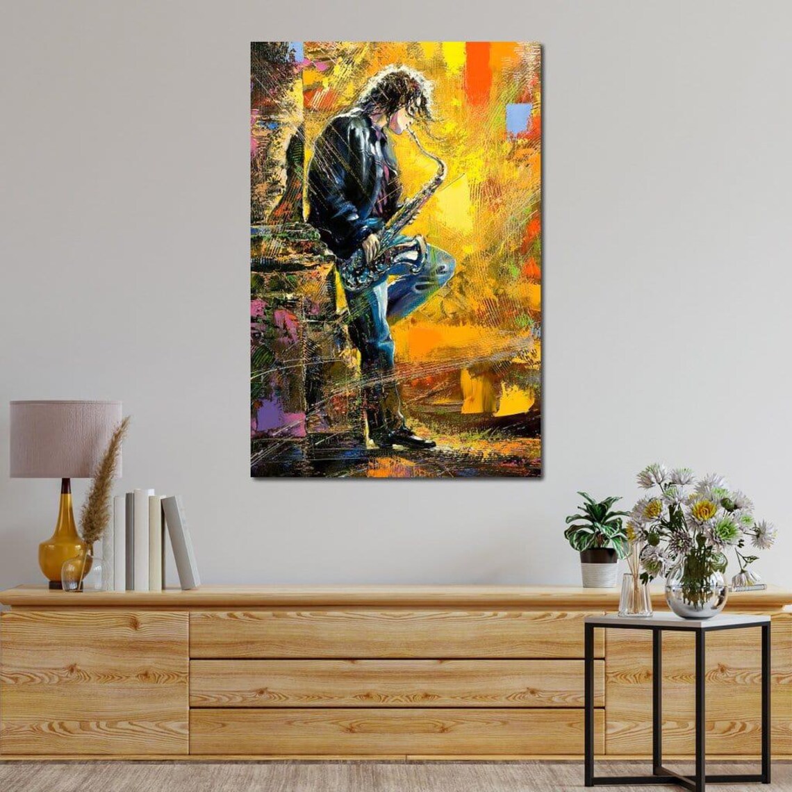 Saxophone Player Jazz Musician Art Colorful Impressionist Music Wall Poster - Image 4