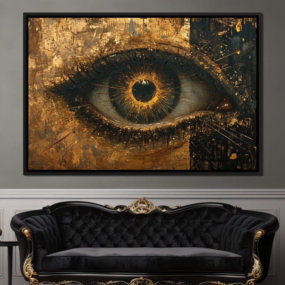 Golden All Seeing Eye Black Gold Abstract Mystical Wall Art Poster - Image 2
