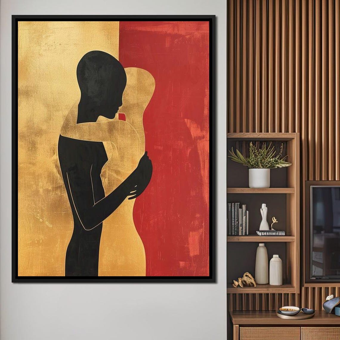 Golden Wilderness Shadow Embracing Couple Love Silhouette Poster - Image 4