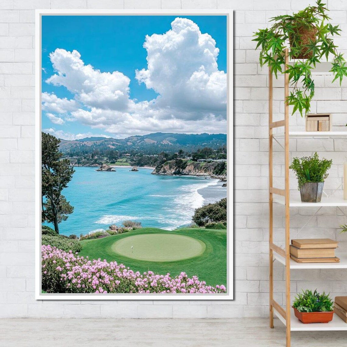 Coastal Golf Course Green Ocean Cove Cliff Flower Scenic Sports Poster - Image 4