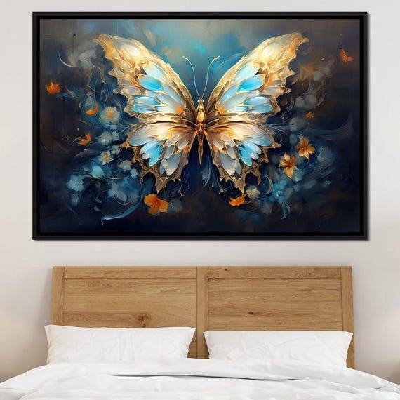 Ethereal Monarchs Flight Cole Williams Dreamy Butterfly Wall Art Whimsical Nature Decor Vibrant Azure By Nichecanvas