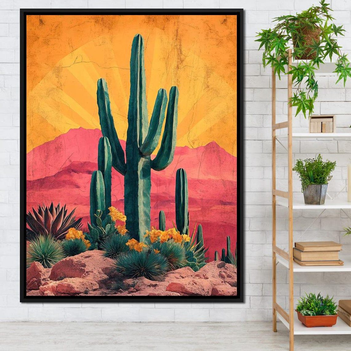 Saguaro Cactus Orange Sunrise Pink Desert Mountains Wall Art Print - Image 4