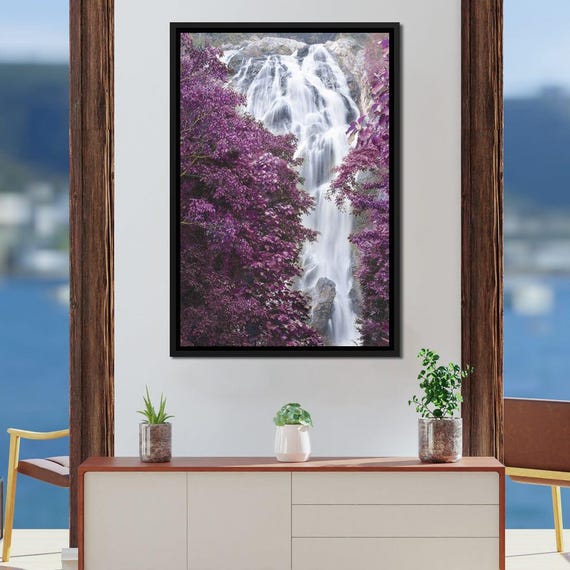 Klonglan Waterfall Purple Waterfall Art Scenic Wall Decor Nature Landscape Tranquil Print Vivid Thai Beauty By Nichecanvas