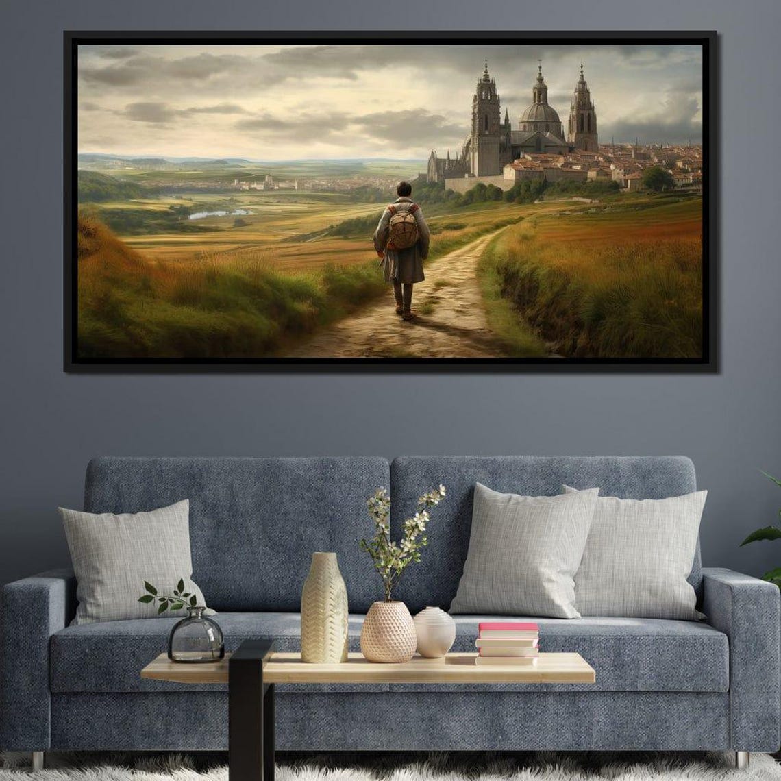 Camino De Santiago Pilgrim Path Cathedral Golden Field Travel Poster - Image 4