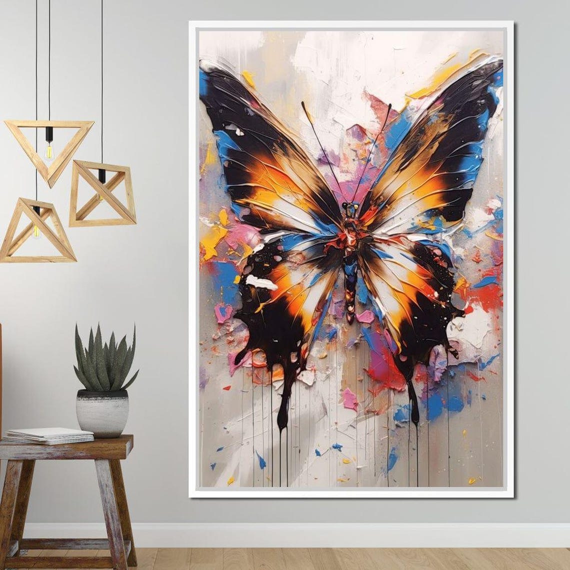 Psychedelic Lepidoptera Colorful Butterfly Wall Art Vibrant Modern Decor Unique Home Boho Art Print By Nichecanvas - Image 2