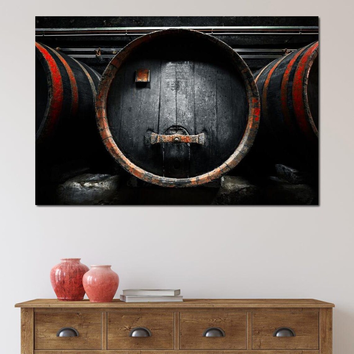 Old Wooden Wine Barrels Dark Cellar Rustic Vintage Wall Art Print Poster - Image 4