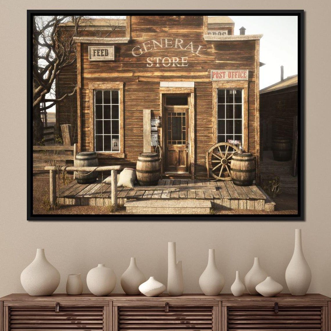 Old West General Store Rustic Wooden Facade Western Americana Poster - Image 2
