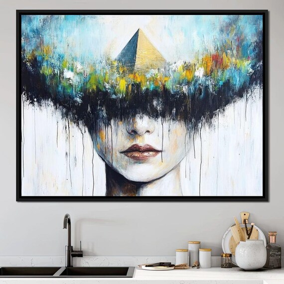 Surreal Female Portrait With Pyramid Dream Rising Above Her Head Print