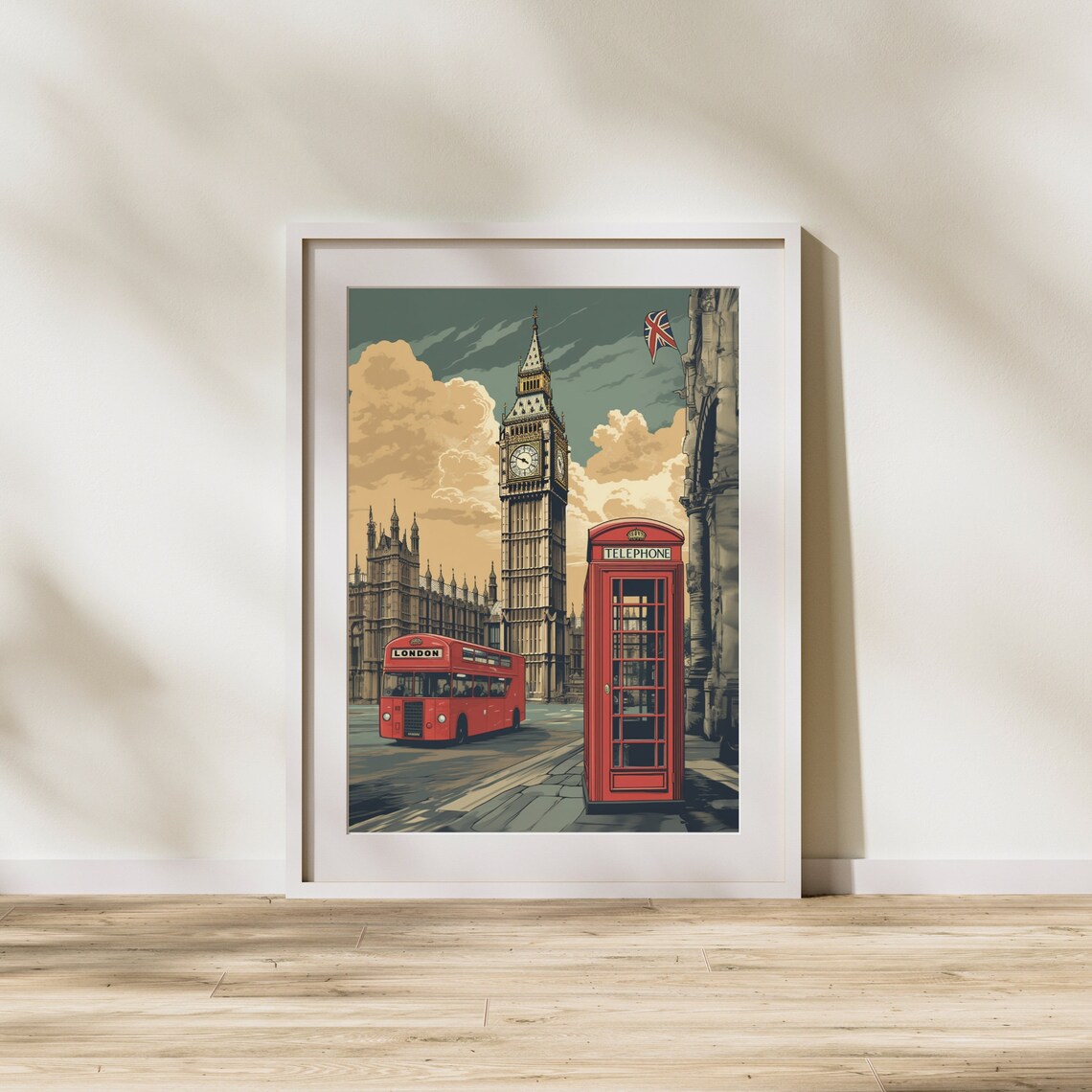 Classic London Big Ben Red Bus and Phone Booth Travel Poster - Image 3