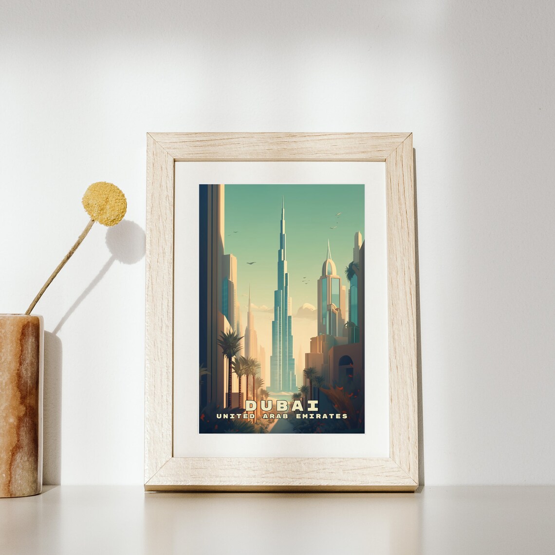Burj Khalifa Dubai United Arab Emirates Skyline Travel Poster - Image 2
