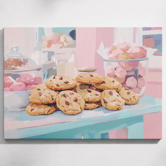 Brownie Cookie Pastel Illustration Watercolor Cookies Pastel Cookie Art Brownie Painting Cookie Wall Art Dessert Art Print Cookie Art