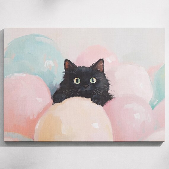 Funny Cat Portrait Witchy Decor Dopamine Decor Coquette Room Decor Original Painting Preppy Wall Art Print