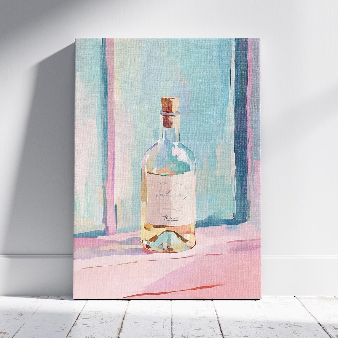 Vintage Wine Bottle Painting Wine Poster Wine Cellar Art Vintage Wine Print Wine Bottle Art White Wine Painting Wine Oil Painting