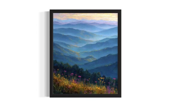Tennessee Great Smoky Mountains Blue Mist Ridges Landscape Poster