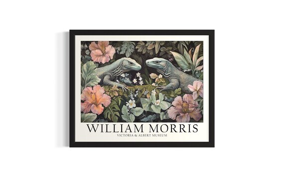 Komodo Dragon William Morris Animal Poster Art Print Living Room Wall Original Painting Artwork Decor