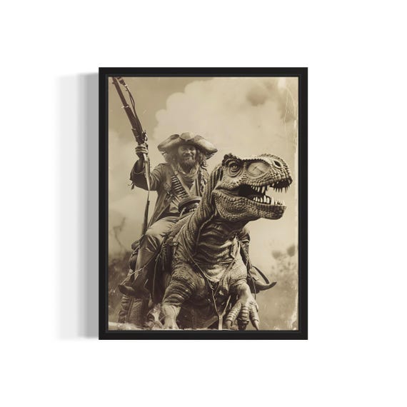 Dinosaur Pirate Poster Art Print Vintage Gothic Wall Art Painting Decor Photo