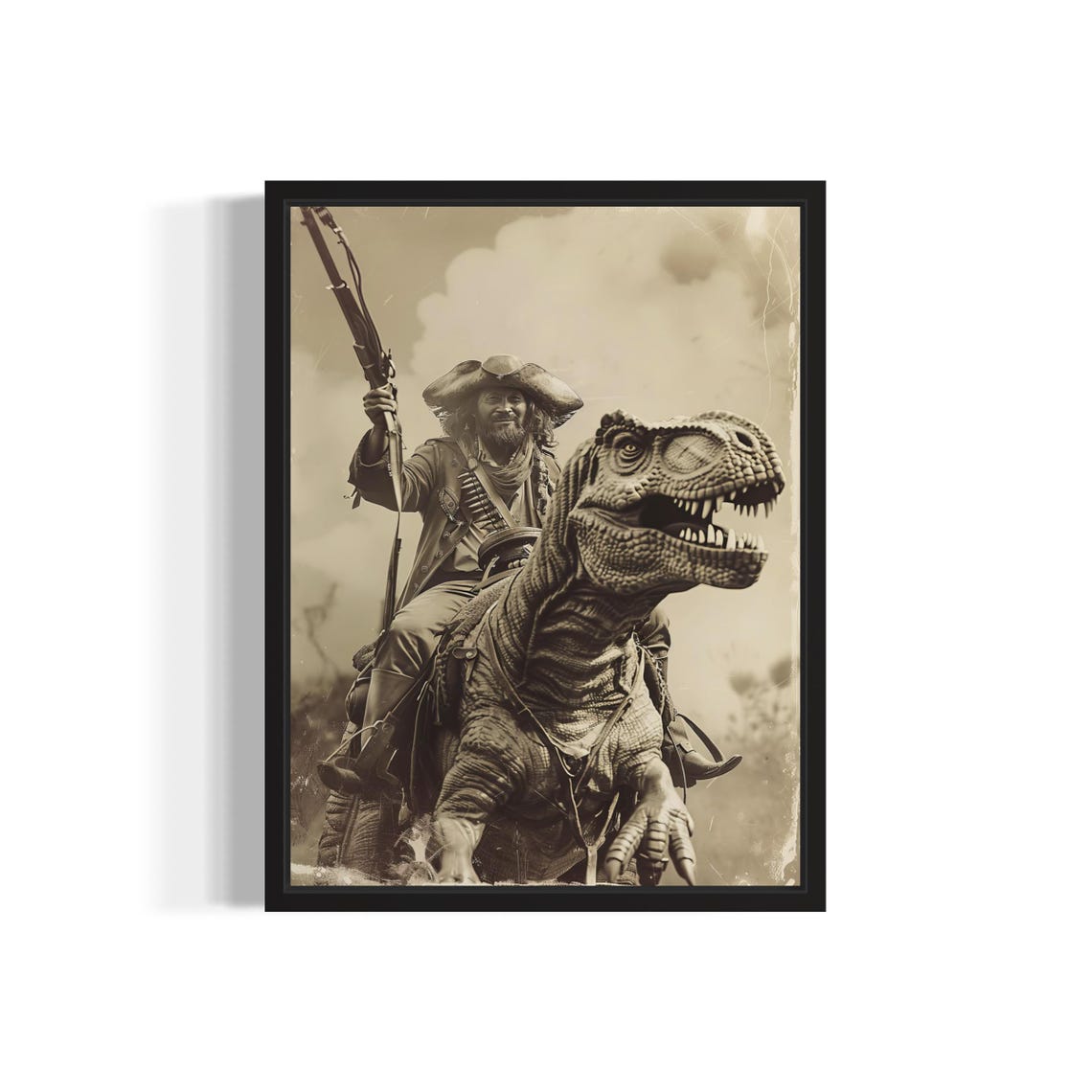 Dinosaur Pirate Poster Art Print Vintage Gothic Wall Art Painting Decor Photo