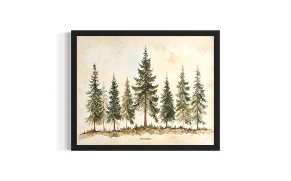 Fir Trees Poster Art Print Living Room Wall Original Painting Artwork Decor