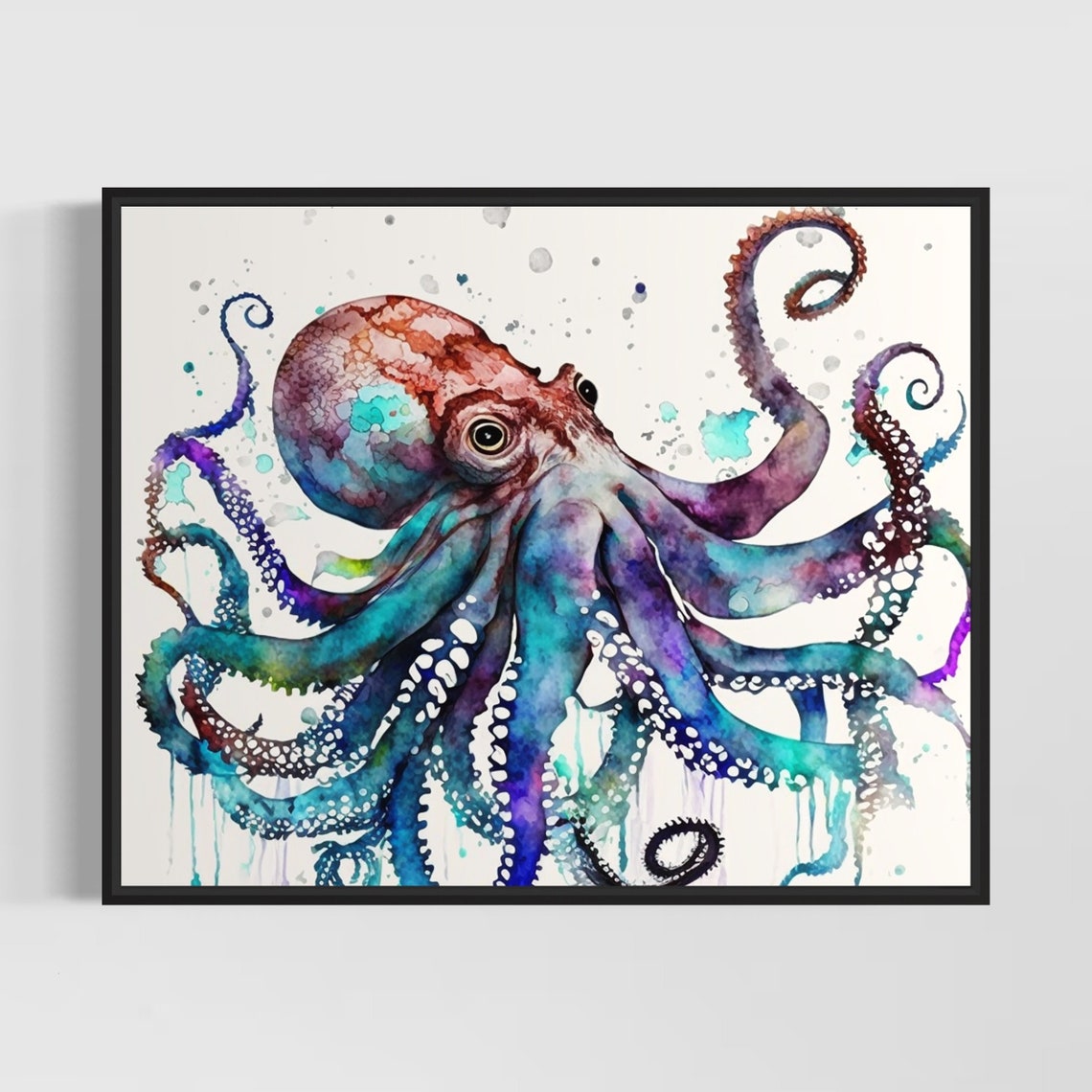 Blue Octopus Watercolor Art Print Blue Octopus Painting Wall Art Poster Original Artwork By Artist