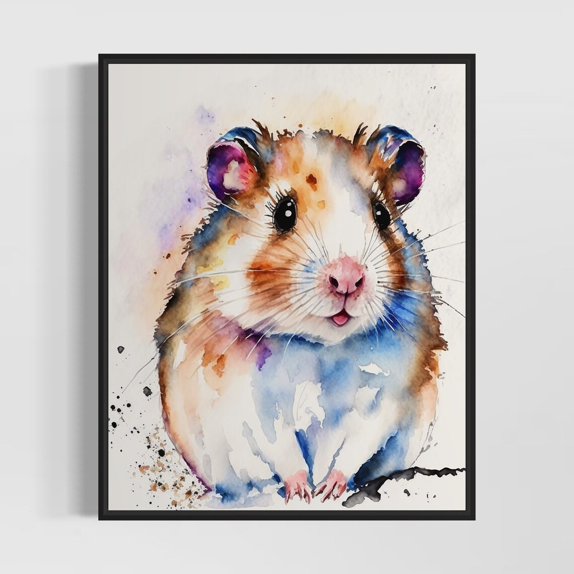 Chubby-Cheeked Hamster With Big Wide Eyes in Watercolor Poster