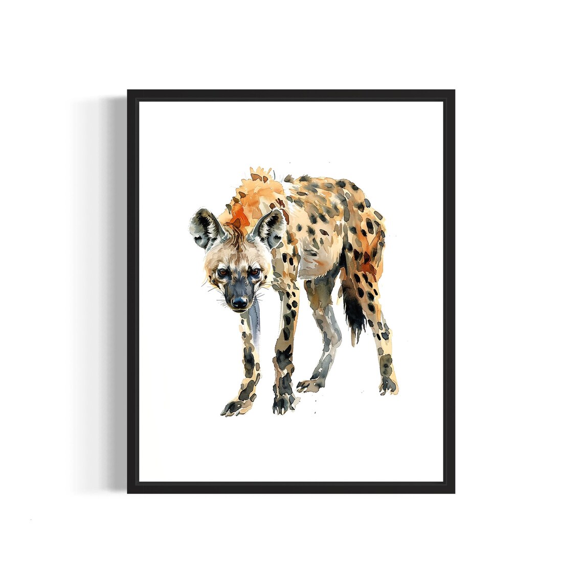 Spotted Hyena Watercolor Walking Wild Savanna Animal Art Poster
