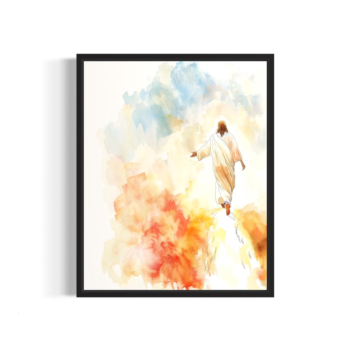 Jesus Ascending to Heaven in Radiant Light Christian Art Poster