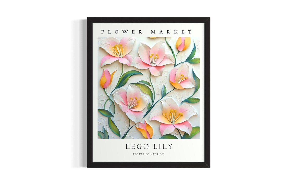 Flower Market Lego Lily Bloom Art 3D Paper Flower Collection Poster