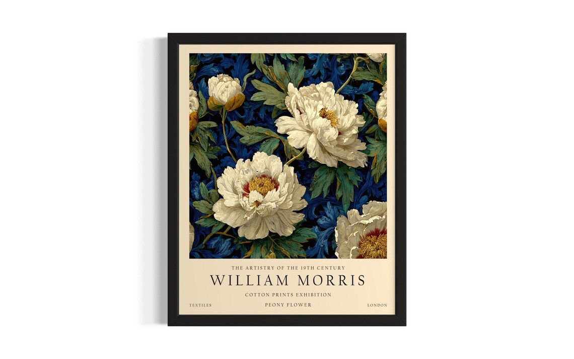 William Morris Peony Flower Vintage Botanical Floral Art Poster