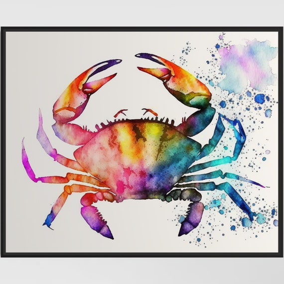 Blue Crab Watercolor Art Print Blue Crab Painting Wall Art Decor Original Artwork By Artist