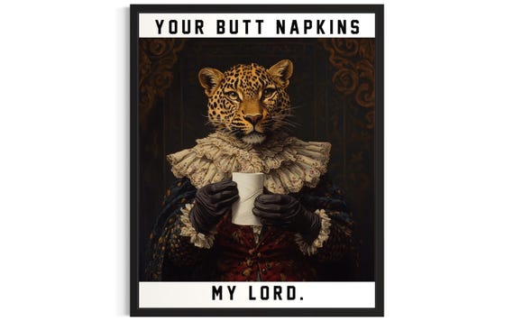 Leopard Butt Napkins Animals Poster Art Print Restroom Wall Original Painting Artwork Decor