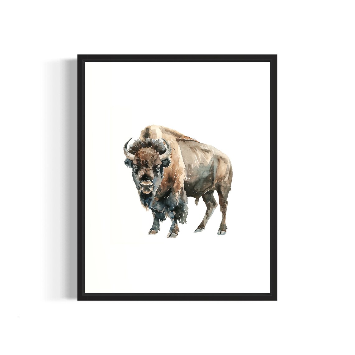 Great Plains Bison Bull Watercolor Buffalo Wildlife Portrait Poster