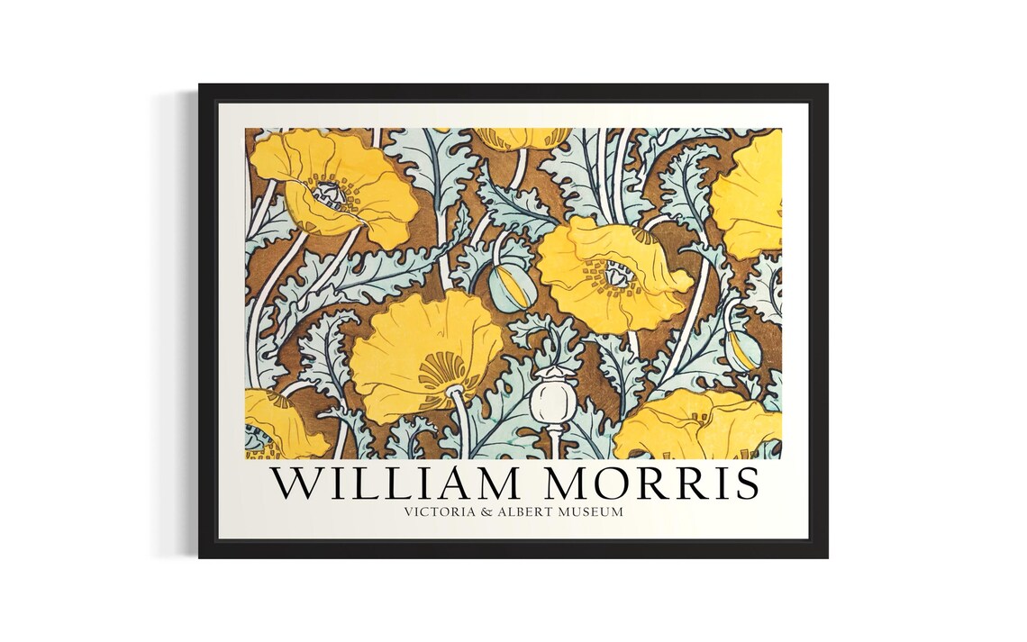 William Morris Yellow Poppy Pattern Art Nouveau Botanical Art Poster