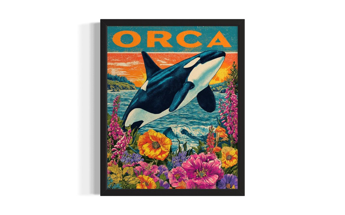 Orca Killer Whale Ocean Leap Colorful Pop Art Sea Life Poster