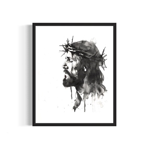 Jesus Christ Serene Painted Portrait Religious Christian Art Poster