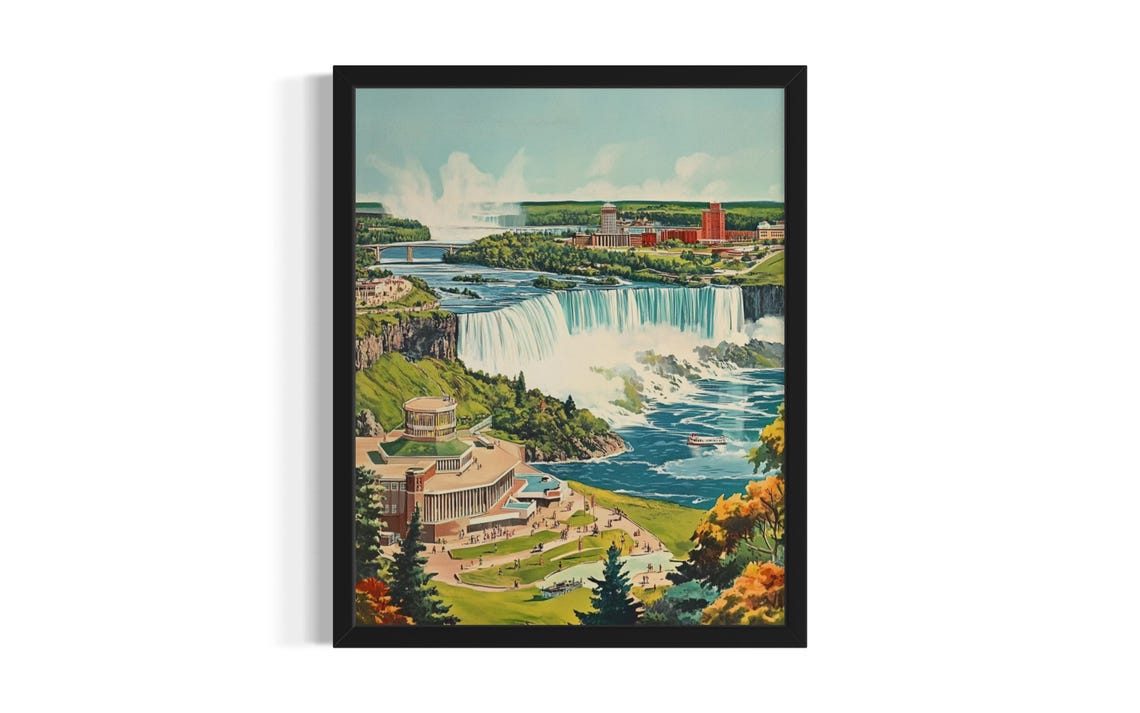 Niagara Falls Vintage Style Horseshoe Falls Waterfall Landscape Poster