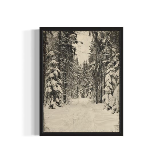 Winter Forest Poster Art Print Vintage Gothic Wall Painting Decor Photo