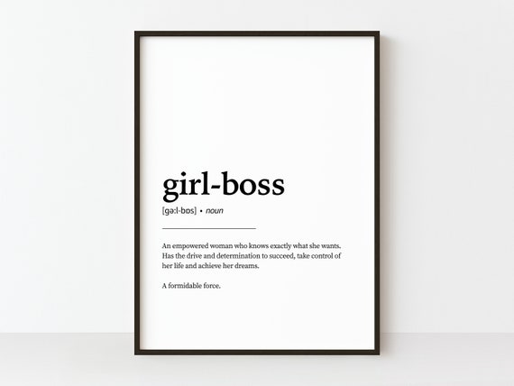 Girl Boss Definition Print Office Decor For Woman Art Gift Teen Wall