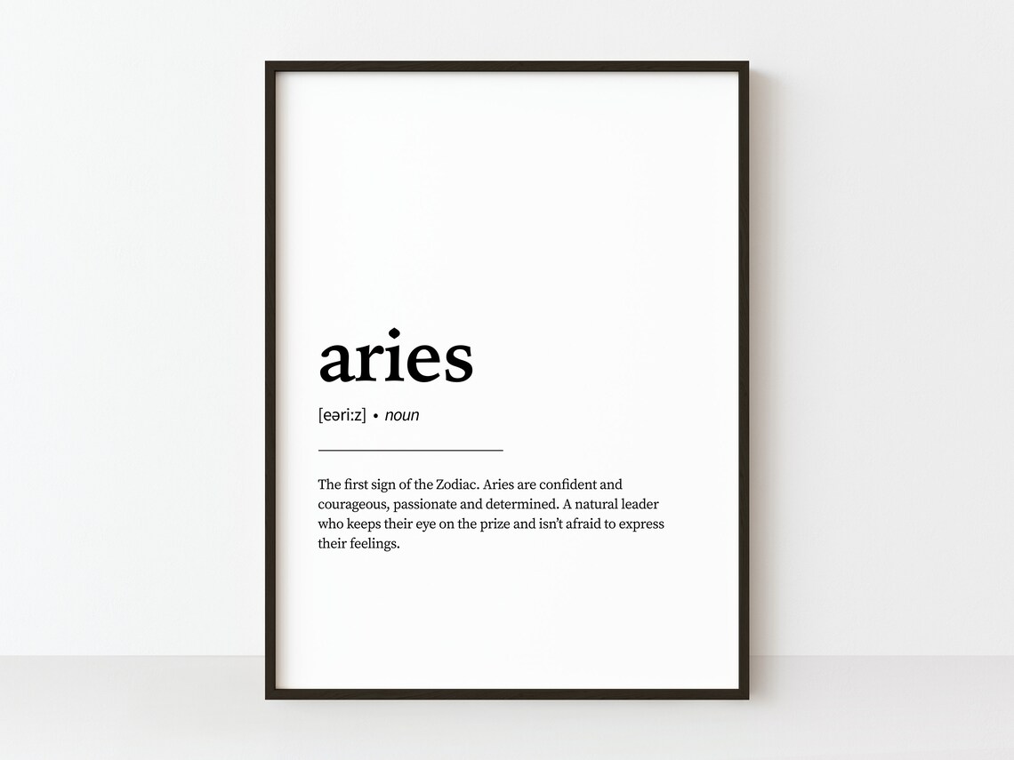 Aries Definition Art Print, Zodiac Home Decor