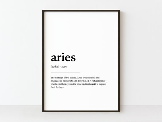 Aries Definition Art Print, Zodiac Home Decor