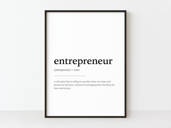 Entrepreneur Definition Dictionary Style Office Typography Poster
