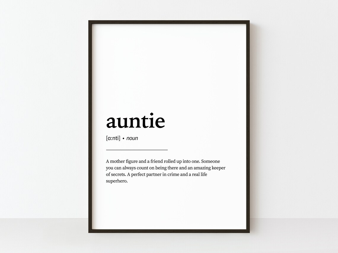 Auntie Definition Quote Art Print, Gift for Aunt