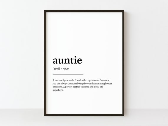 Auntie Definition Quote Art Print, Gift for Aunt