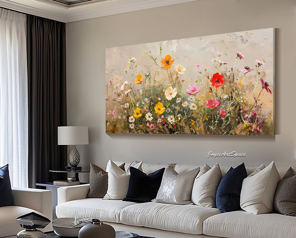 Original Flower Painting On Abstract Floral Oil Painting Large 3d Textured Colorful Wall Art Living Room Wall Art Custom Oil Painting - Image 5