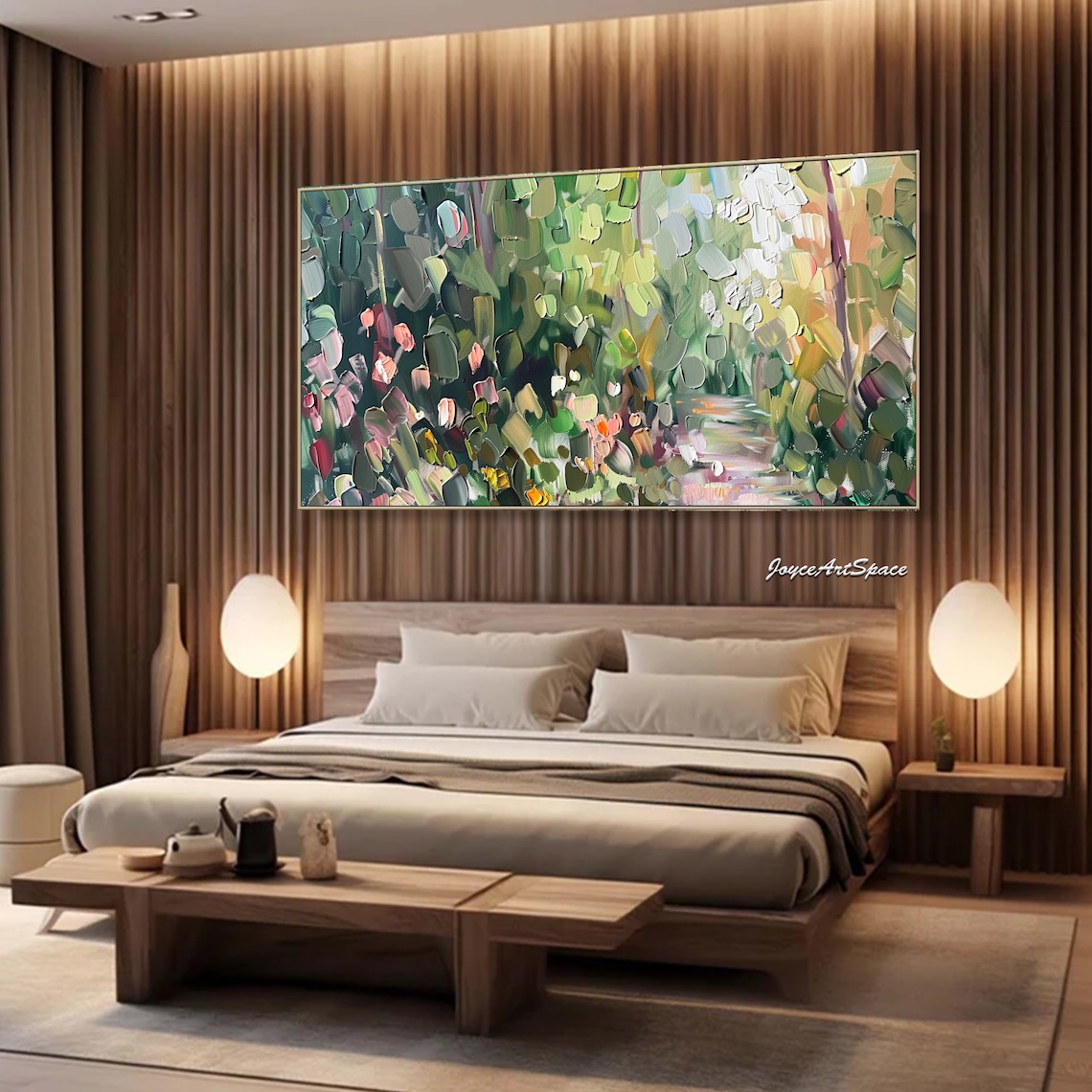 Abstract Forest Landscape, Modern Bedroom Art Print - Image 2