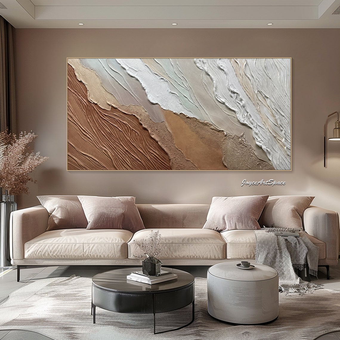 Earth Tone Sand Dune Wave Textured 3D Neutral Abstract Art Poster - Image 4
