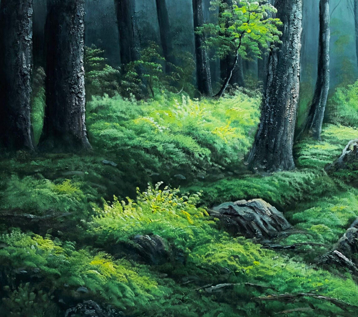 Abstract Forest Oil Painting, Green Landscape Art Print - Image 5