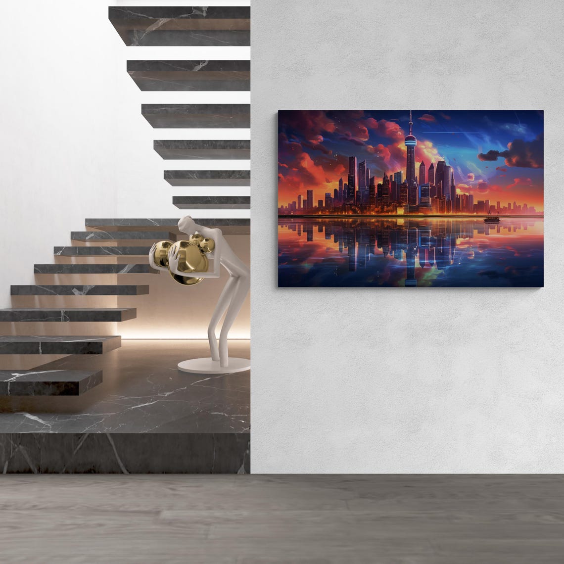 Shanghai Skyline Sunset Oriental Pearl Tower Reflection City Poster - Image 4