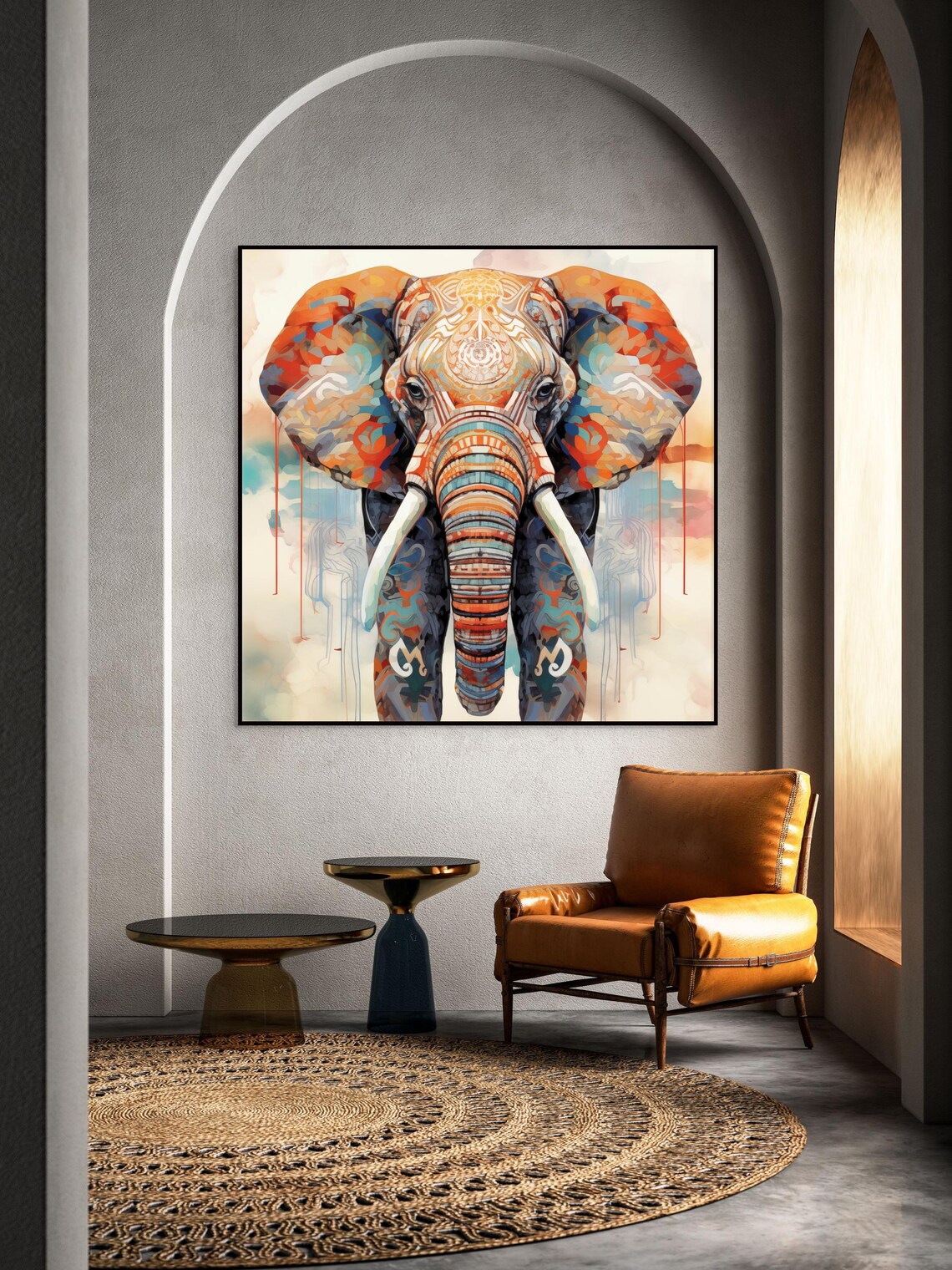 Colorful Boho Elephant Mandala Inspired Safari Animal Poster - Image 6